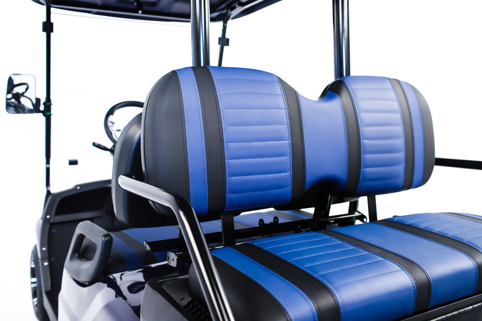 closeup of blue seats