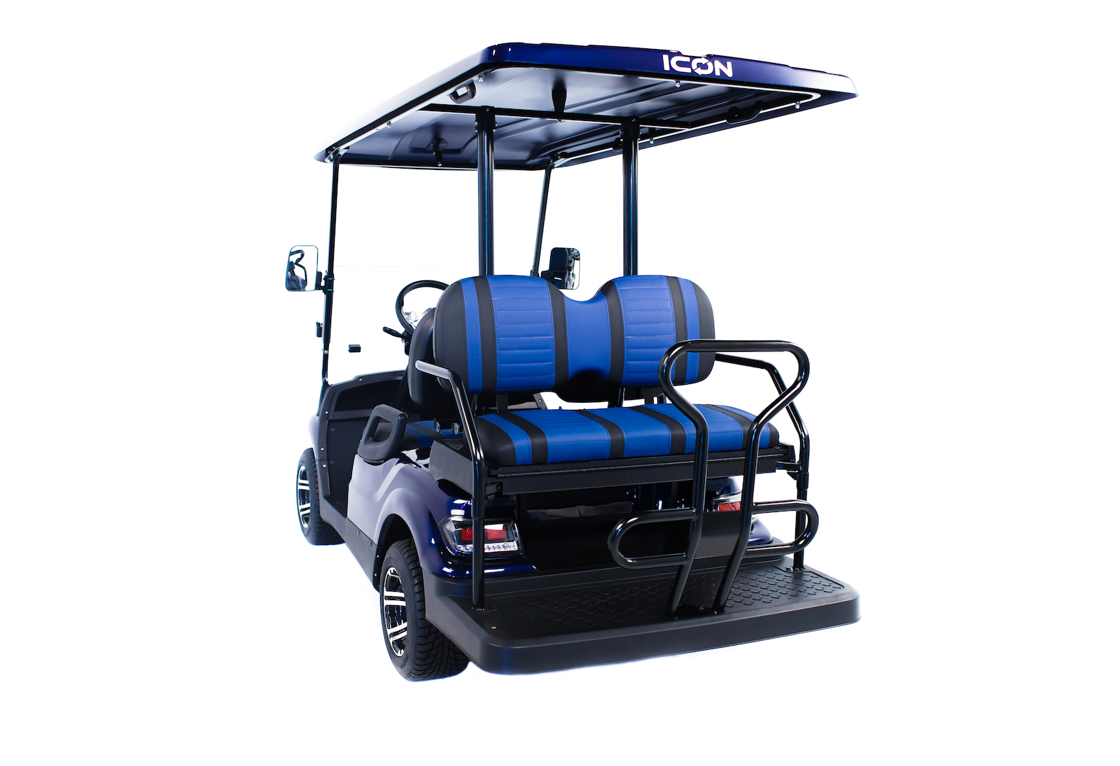 back side of blue cart