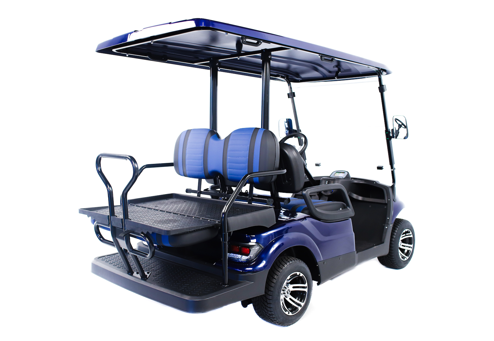 back angle of blue cart