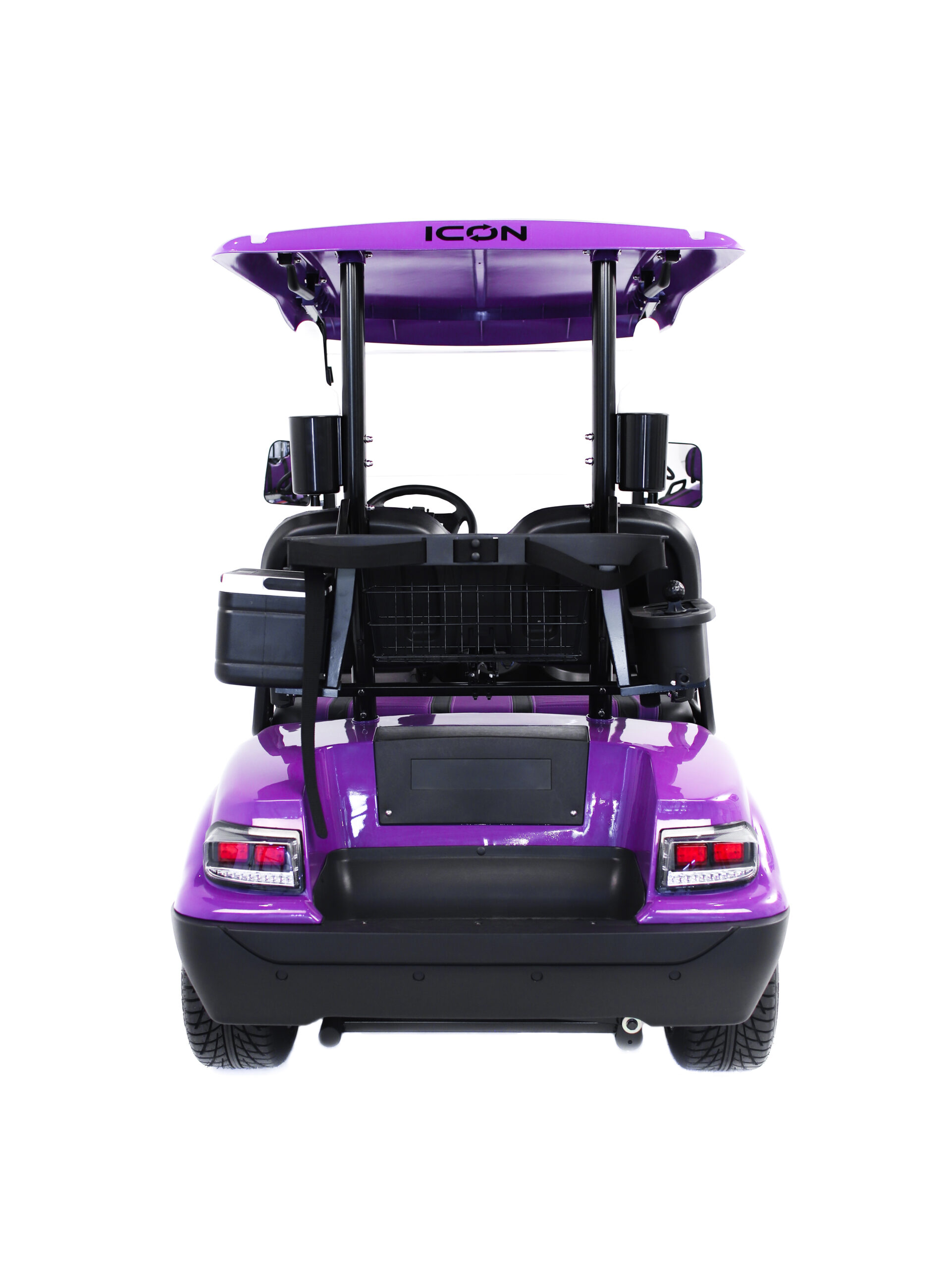 back of purple golf cart