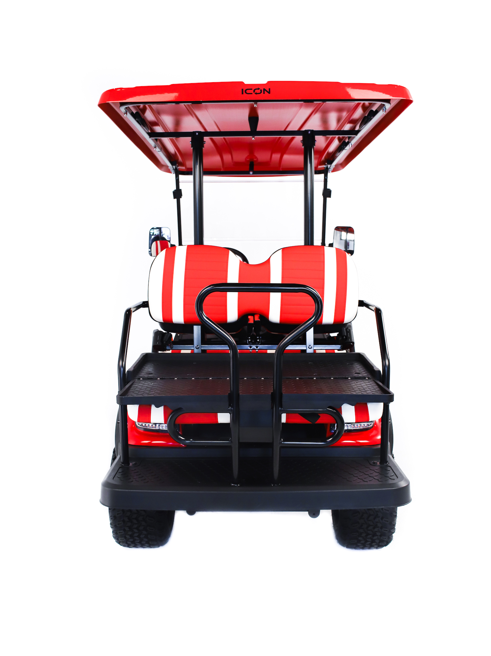 back of red golf cart