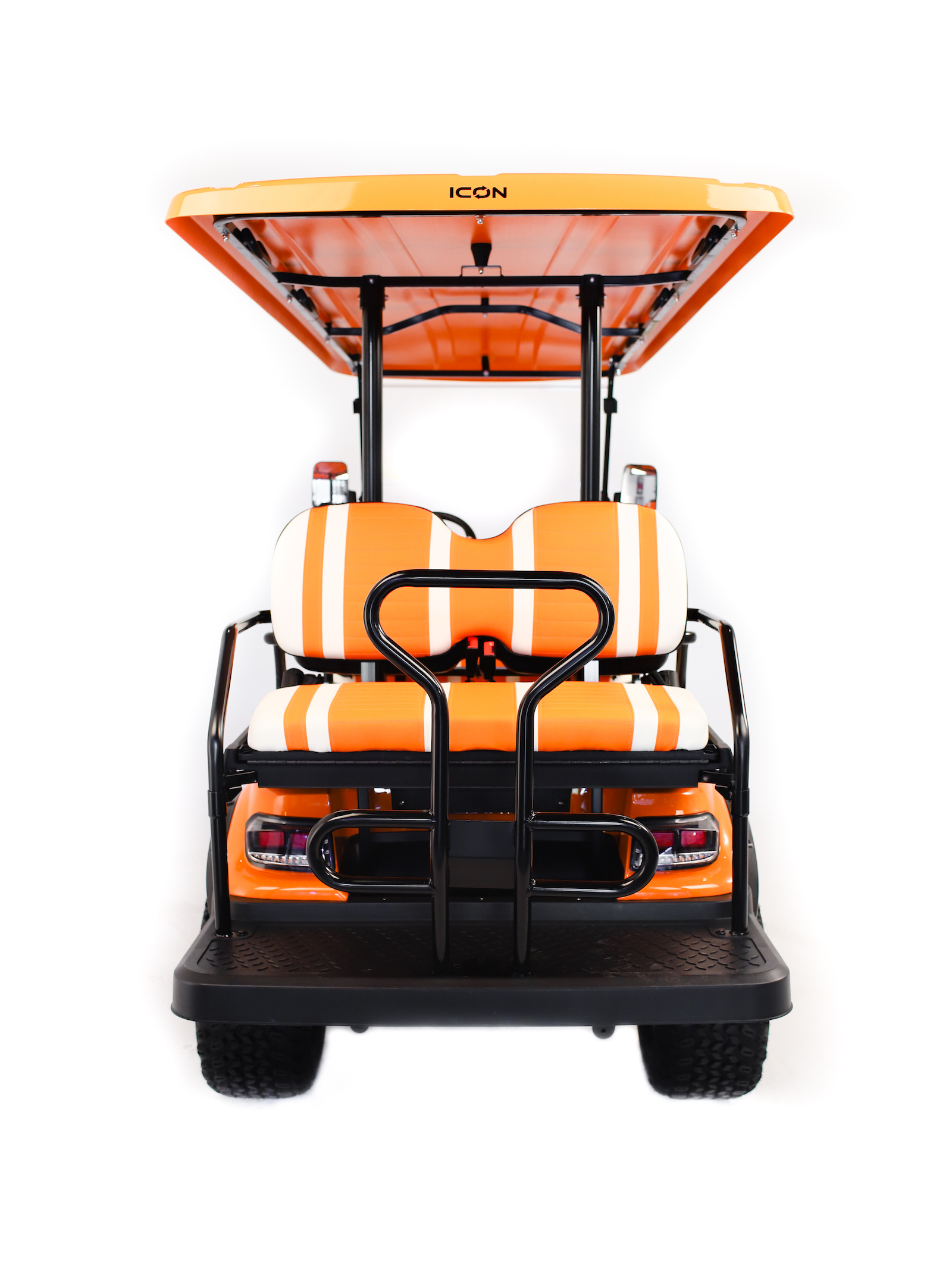 back of orange golf cart