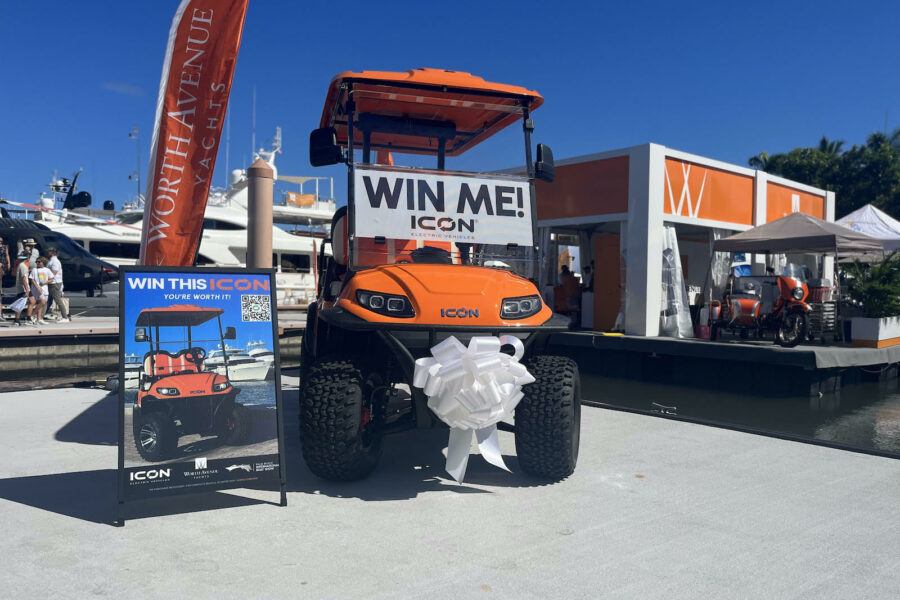 Orange cart given away at the Palm Beach International Boat Show