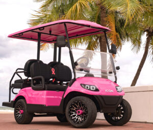 Enter to win our Cruise Pink for a Cure Giveaway to win this Pink ICON Golf Cart!