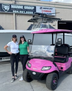 Our Pink ICON Golf Cart was delivered to Boat Boss to help spread the word!